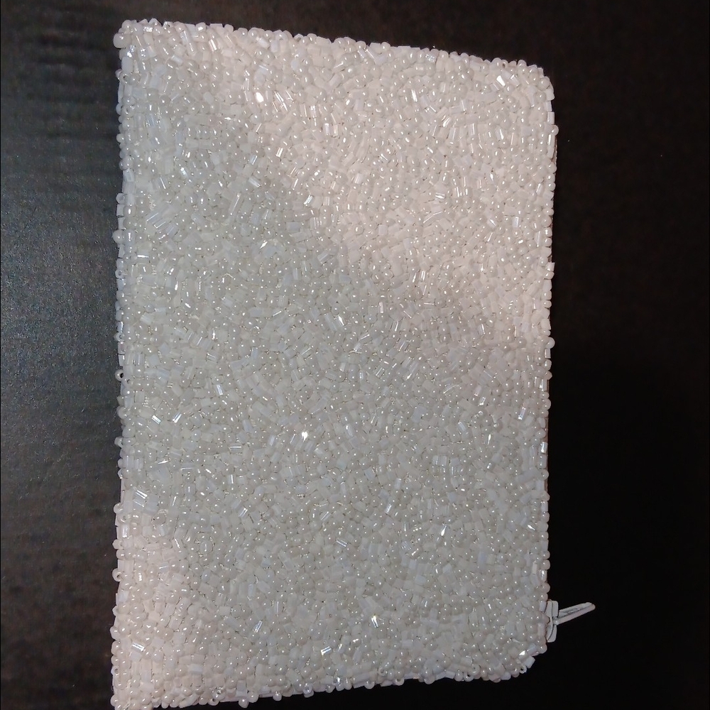 Tiana B. Beaded White Clutch with Colorful Design - Picture 3 of 3